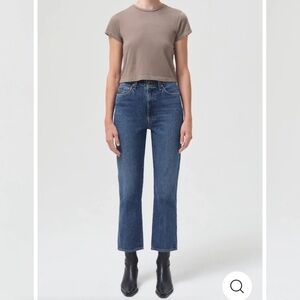 Agolde Blue Pinch Waist High Rise Kick Jeans